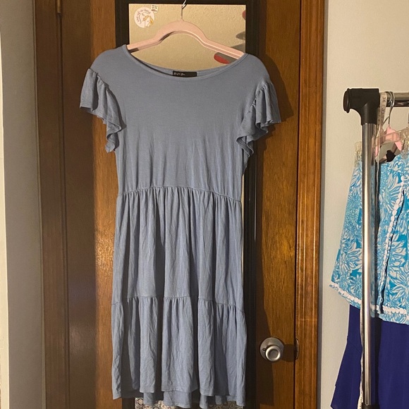 American Apparel Light Blue Ruffle Sleeve Dress - Picture 1 of 4